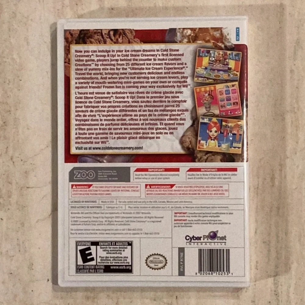 Cold Stone Creamery Scoop It Up Nintendo Wii Game CIB Tested